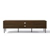 LuxenHome Dark Oak with Basket Weave Design Manufactured Wood 2-Sliding Door TV Console Cabinet Brown - 3 of 4