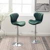 Velvet Upholstered Adjustable Swivel Barstools Set of 2 with Footrest and Chrome Finish for Kitchen or Home Bar - 2 of 4