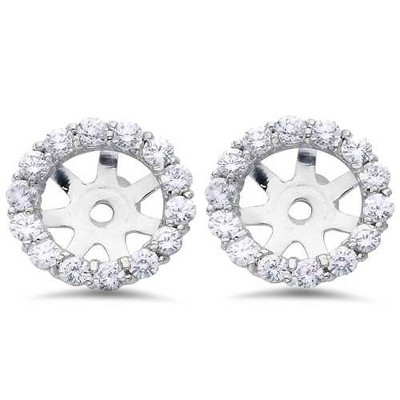 1 1/2ct Diamond Halo Earring Studs Jackets 14k White Gold (6-6.7mm)