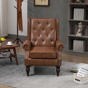 CAVINAS Accent Chair with Sturdy Wood Legs and Wood Frame,Modern Arm Chair for Bedroom,Reading Room - 1 of 4