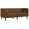 vidaXL 2 Piece Brown Faux Suede Chesterfield Sofa Set - Button-Tufted, Includes Bolster Pillows - 4 of 4