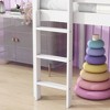 Twin Size Low Loft Bed with Slide, Ladder, Safety Guardrails and Rubber Wood Frame, Gray/White/White Oak-ModernLuxe - 4 of 4