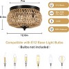 Height Adjustable 3-Light Flush Mount Ceiling Light,Hand Woven Rattan Shade Pendant Light,Boho Chandelier,Ceiling Light Fixture -The Pop Home - 3 of 4