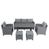 YOOCOZZ Rattan 6-Piece Patio Garden Backyard Sofa Set with Chair, Stools and Table - 3 of 4