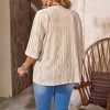 Women's Open-Front Crochet Cardigan, Solid Half-Sleeve Knit Top, Casual Hollow-Out Layering Sweater - 3 of 4