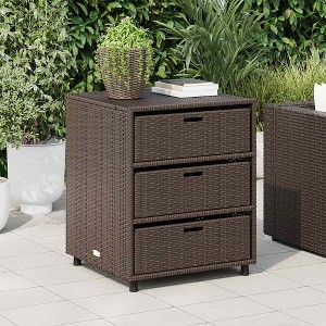 Garden Storage Cabinet Brown PE rattan Medium Garden Storage - 1 of 4
