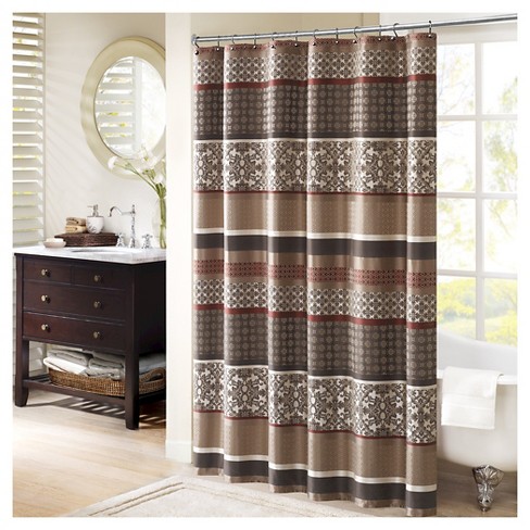 Cambridge Mosaic Stripe Shower Curtain Brown Target