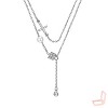 Silver Alloy Cross & Pearl Y - Shaped Modern Unisex Necklace - 2 of 4