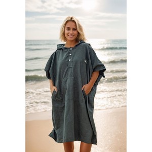 Tirrinia Wearable Stylish Beach Towel, Surf Cape Changing Towel Swim Robe with Hood, Portable Dressing Room, Pool Surfing Beach Must Haves - 1 of 4