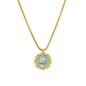 Rose Pendant Necklace for Women - HTUTWOO™ Artistic Oil-Paint Pendant Necklace, Adjustable, for Mother, Daughter, Sister, Friends and Everyday Wear - 1 of 4