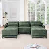 3-Seater Chenille Fabric Beige Sofa with 2 Movable Ottomans and Lumbar Pillow High-Resilience Sponge High Quality Wooden Base - 2 of 4