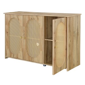 NicBex 48.8 Inch 3-Door Storage Cabinet with Artificial Rattan Doors and Metal Handles for Living Room,Kitchen,Hallway - 1 of 4