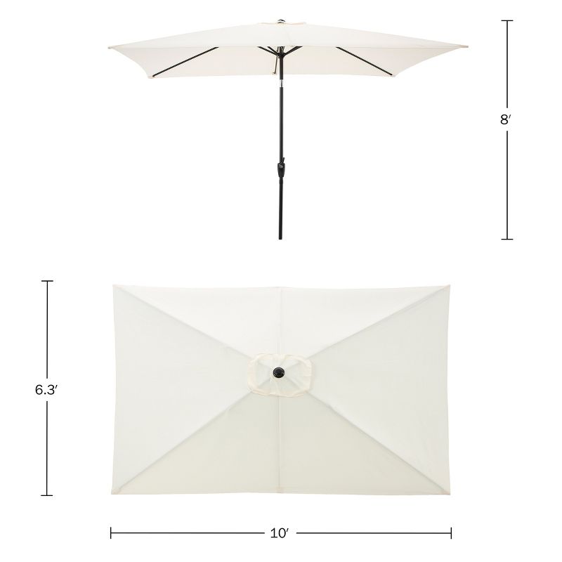 Pure Garden 10-ft Rectangular Patio Umbrella - Easy Crank Sun Shade with Push Button Tilt for Outdoor Furniture, Deck, Backyard, or Pool, 2 of 10