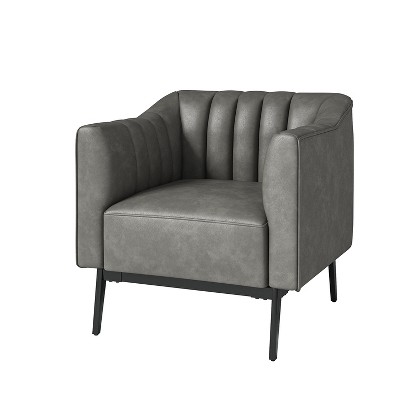Carsten Industry 30" Wide Faux Leather Chair with Metal Leg| HULALA HOME
