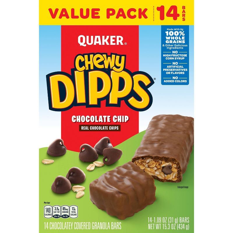 Quaker Chewy Dipps Chocolate Chip Granola Bars - 15.3oz/14ct, 3 of 11