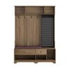 APRILSOUL Hall Tree with Removable Linen Cushioned Entryway Bench, Coat Rack, Storage Shelves, and DIY Pegboard,for Hallways, Living Room, Brown - 2 of 4