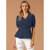 INSPIRE CHIC Women's Dots Print Tie Waist Ruffle Hem V Neck Wrap Peplum Shirts - 3 of 4