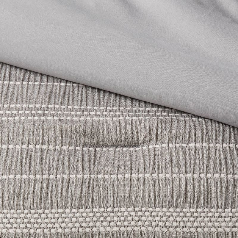 12pc Chambray Matelasse Stripe Comforter & Sheet Bedding Set Gray - Threshold™, 4 of 13