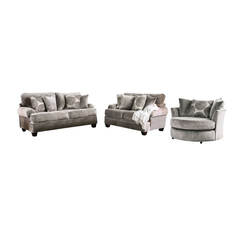 3pc Mauricio Microfiber Loveseat And Sofa Set With Accent Chair