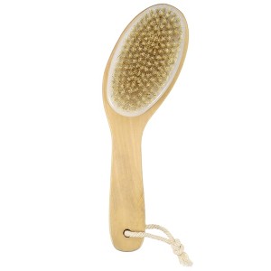 Unique Bargains Exfoliating Bristle Body Bath Brush Beige 9.84"x2.76" 1 Pc - 1 of 4