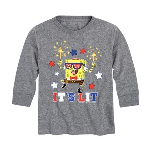 Boys' - SpongeBob SquarePants - It's Lit Long Sleeve Graphic T-Shirt - 1 of 4