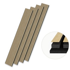 SMARTSTANDARD 105.9 in. x 12.6 in. x 0.9 in. Slat Wood Acoustic Sound Absorbing 3D Decorative Wall Paneling, 4-Pack - 1 of 1