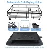 LunaLulinlk Dish Rack Dish Drainers with Drying Mat, Large Kitchen Organizer Rack for Kitchen Counter with Utensil Holder, Cup Holder - 3 of 4