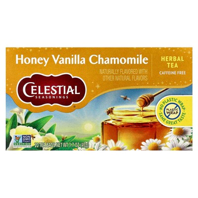 Celestial Seasonings, Herbal Tea, Honey Vanilla Chamomile, Caffeine Free, 20 Tea Bags, 1.7 oz