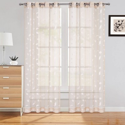 Whizmax Embroidery Sheer Curtains Faux Linen Textured Solid Grommet For   GUEST F59f1c53 A299 47f3 82d5 7dbe47e1589f