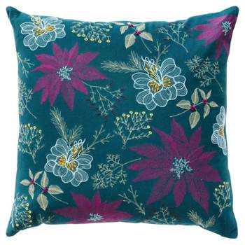 20"x20" Oversize Floral Square Throw Pillow Cover Teal - Rizzy Home