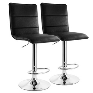 Elama 2 Piece Vintage Faux Leather Adjustable Bar Stool in Black with Chrome Base - 1 of 4