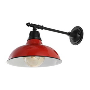 12.25" 1-Light Wallace Farmhouse Industrial LED Victorian Arm Outdoor Sconce - JONATHAN Y - 1 of 4