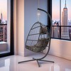 FURNIinspire Patio Swings Outdoor Indoor Outdoor Wicker Hanging Chair Swing Chair Egg Chair, Patio Swing With Gray Cushion, Gray, 36“*36"*77" - 4 of 4