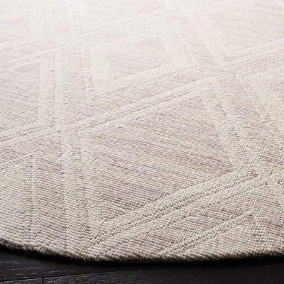 Handmade Silver/Ivory Geometric Wool 6' Round Area Rug