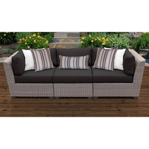 Florence 3pc Outdoor Sectional Sofa With Cushions Black Tk Classics Target