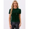 INSPIRE CHIC Women's Sequin Velvet Crew Neck Short Sleeve T-shirt - 4 of 4