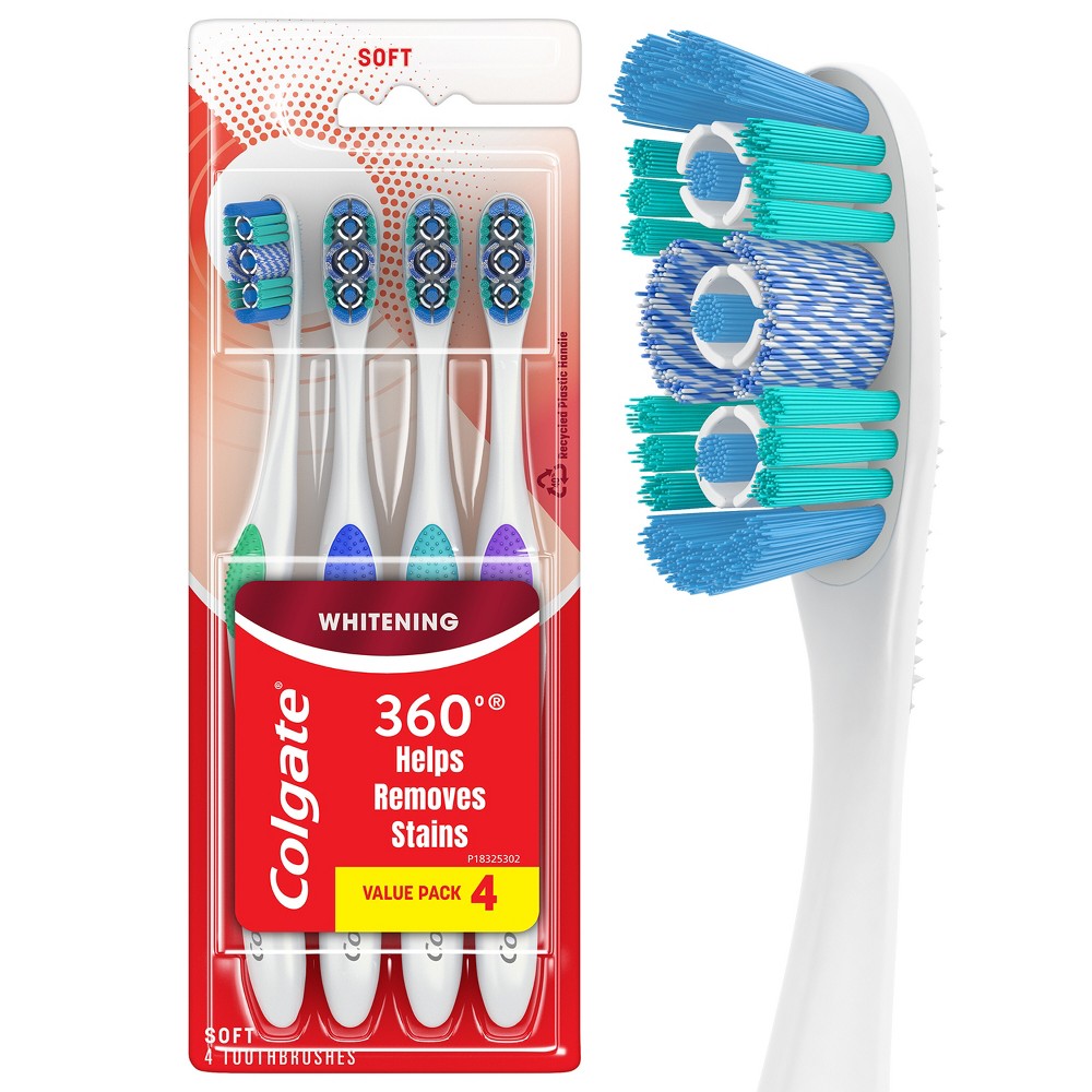 Photos - Electric Toothbrush Colgate 360 Optic White Whitening Toothbrush Soft - 4ct 