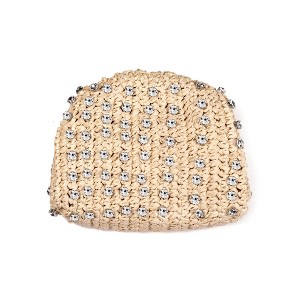Adornia Natural Raffia Crystal Clutch - 1 of 4