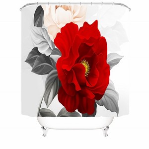 Bright Red Flowers Shower Curtains for Bathroom Waterproof Fabric Bath Curtain Durable Soft Stylish Bathroom Decor 72x72 Inch - 1 of 1