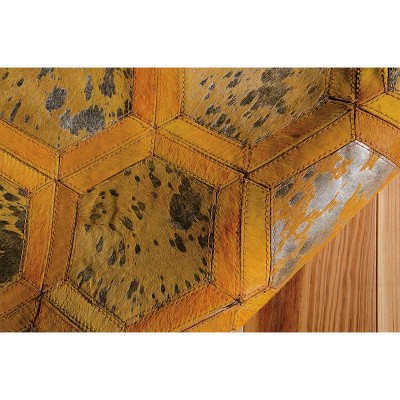Handmade Tangerine Geometric Cowhide 8' x 10' Area Rug