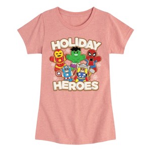 Girls' - Marvel - Holiday Heroes Fitted Short Sleeve Graphic T-Shirt - 1 of 4