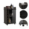 NicBex Mobile Kitchen Island Cart Morden Kitchen Carts on Wheels with Storage, 1 Glass Cabinet Door and 6 Bottle Rack for Kitchen - 4 of 4