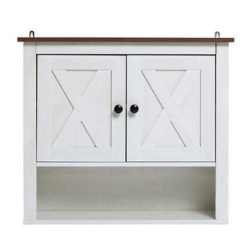 Tangkula Wall Mounted Bathroom Cabinet, 2 Doors Wooden Space Saving Me –  tangkula