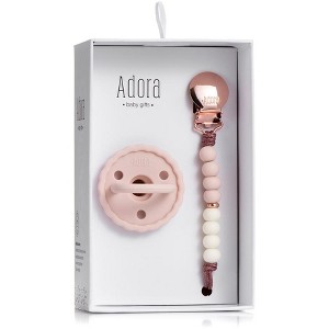 Baby Soother Silicone Pacifiers & Coordinating Mini Clip – Scalloped/Classic Design Infants Self-Soothing & Comforting Gift Set of 2 for Newborns - 1 of 4