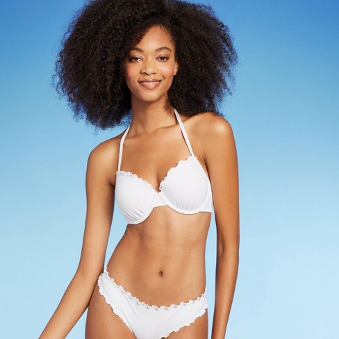 Women's Lightly Lined Ruffle Bikini Top - Shade & Shore™ White 34ddd :  Target