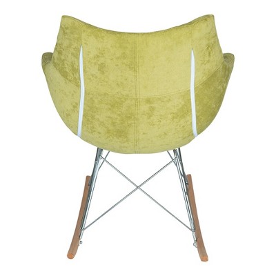 Lemon Green Velvet Eiffel Base Rocking Chair