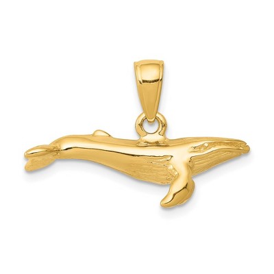Black Bow Jewelry 14k Yellow Gold 3D Humpback Whale Pendant
