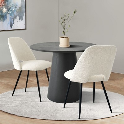 Dwen+edwin Black 3 Piece Dining Table Set For 4, 35" Black Round ...