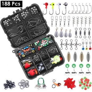 iMounTEK "188-Piece Portable Fishing Accessory Kit with Hooks, Sinkers, Lures, Weights & Tackle Box"Transparent - 1 of 4