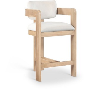Meridian Furniture,Sacha Cream Velvet Stool - 1 of 4